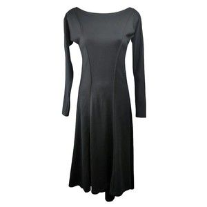 Elm Design Long Sleeve Black Dress Soft Pima Cotton Hi-lo Asymmetrical Hem 1 S
